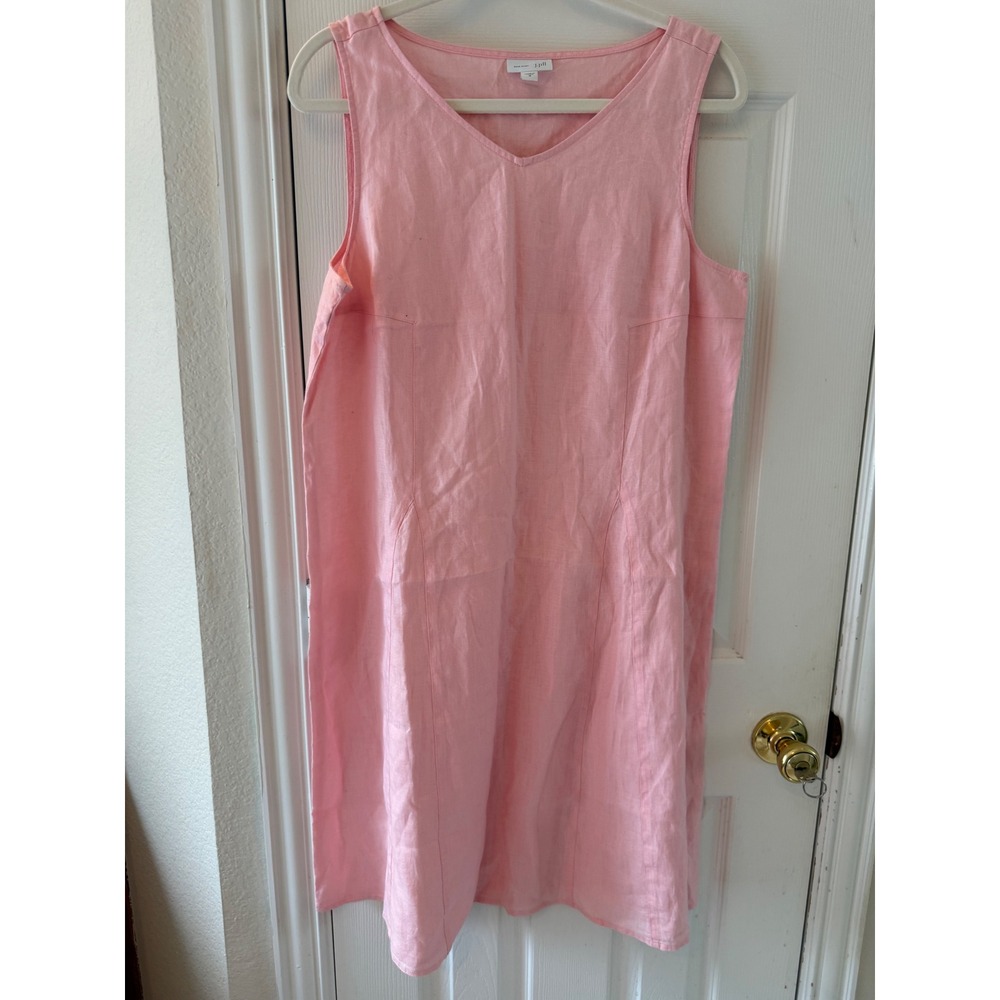 J Jill Love Linen Blush Pink A Line Dress M 100% Linen Coastal Grandma - Picture 2 of 8